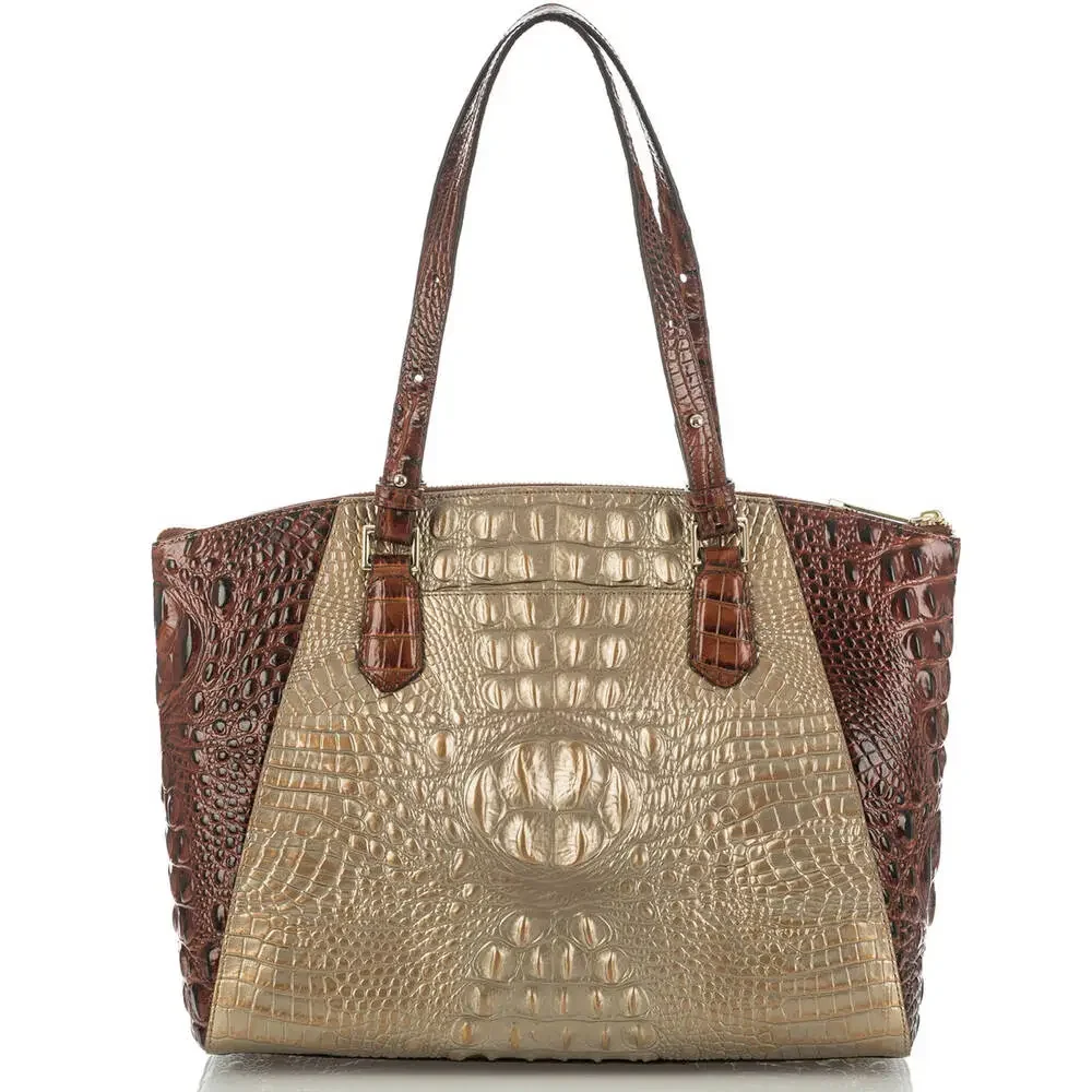 BRAHMIN Women's CROC EMBOSSED EMERSON Leather ROSE GOLD PROVENCE Satchel Bag